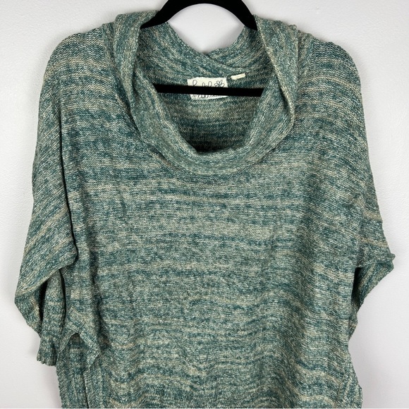 Field Flower Cowl Neck Cotton Blend Knit Tunic Sweater Medium Green - Picture 3 of 12